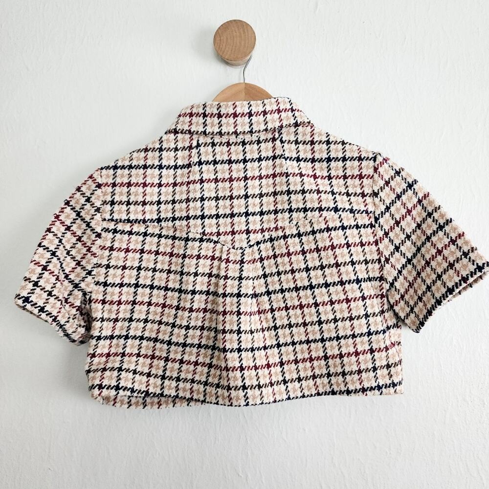 Rumored Coco Plaid Tweed Crop Top Revolve Cream Newberry Button Up XS NWT - Picture 11 of 11